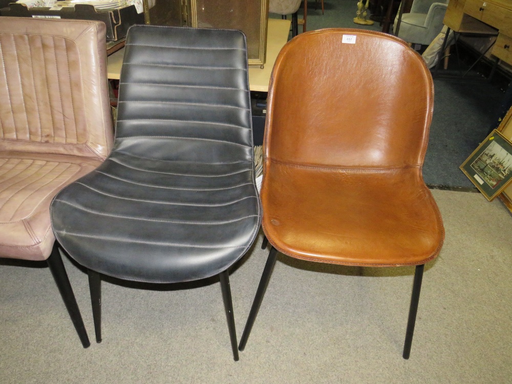 A MIXED SET OF SIX LEATHER STYLE DINING CHAIRS - Image 2 of 4