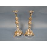A PAIR OF RUSSIAN HALLMARKED SILVER LATE 19TH CENTURY CANDLESTICKS, APPROX COMBINED WEIGHT 782.2 G