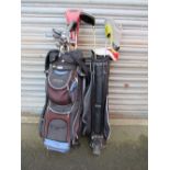 A SELECTION OF GOLF CLUBS AND DRIVERS TO INCLUDE VOODOO, TITLEIST, PING