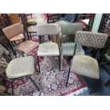 A MIXED SET OF FIVE LEATHER DINING CHAIRS