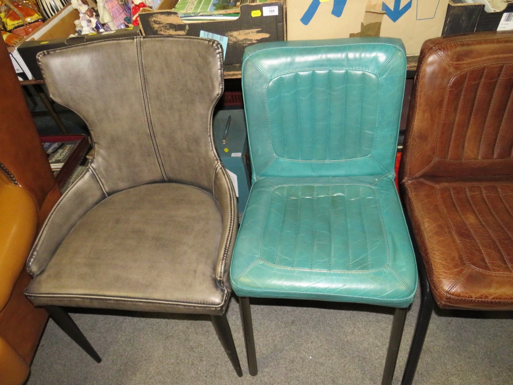 A MIXED SET OF SIX LEATHER STYLE DINING CHAIRS - Image 4 of 4
