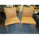 A PAIR OF MODERN BROWN SUEDE EFFECT CHAIRS