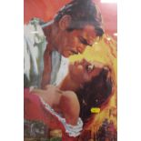 A VINTAGE FRAMED FILM POSTER FOR 'GONE WITH THE WIND' - H 69 W 49 CM