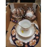 A TRAY OF ROYAL ALBERT IMARI PATTERN CROWN PATTERN TEAWARE ETC