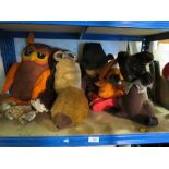 A SELECTION OF HAND MADE PLUSH TOYS