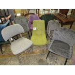 A MIXED SET OF SEVEN UPHOLSTERED DINING CHAIRS