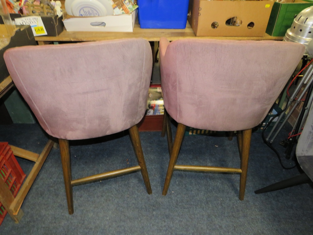 A PAIR OF MODERN UPHOLSTERED KITCHEN STOOLS (2) - Image 2 of 2