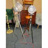TWO INDUSTRIAL STYLE TRIPOD LAMPS