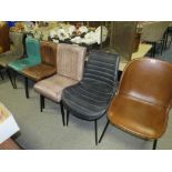 A MIXED SET OF SIX LEATHER STYLE DINING CHAIRS