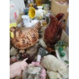 THREE TRAYS OF ASSORTED CERAMICS AND COLLECTABLES TO INCLUDE MA DARTMOUTH POTTERY GURGLE JUG, A