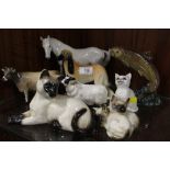 A COLLECTION OF BESWICK AND ROYAL DOULTON ANIMAL FIGURES TO INCLUDE BESWICK TROUT 1032 (7)