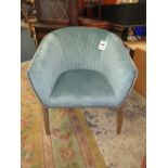 A MODERN TEAL UPHOLSTERED TUB ARMCHAIR