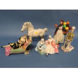 A COLLECTION OF PORCELAIN FOR RESTORATION TO INCLUDE A BESWICK GREY CANTERING SHIRE, DOULTON