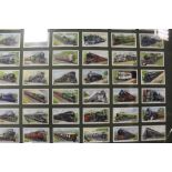 TWO FRAMED AND GLAZED CIGARETTE CARD DISPLAYS - GOLFING AND RAILWAY - A/F