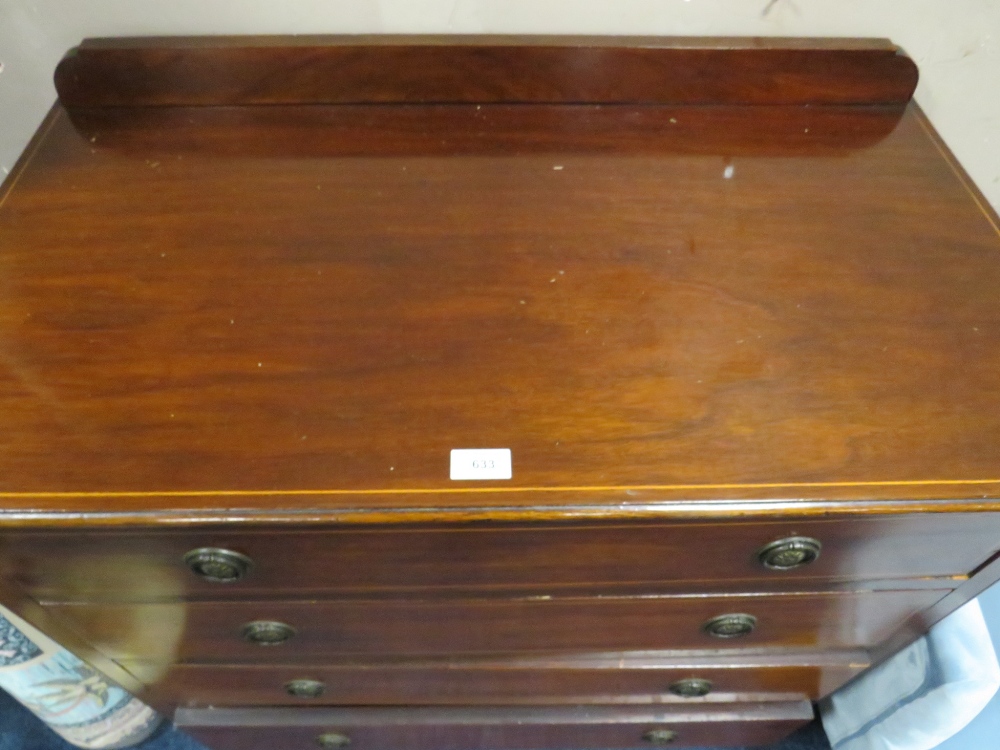 AN EDWARDIAN MAHOGANY INLAID FOUR DRAWER CHEST W-92 CM - Image 2 of 4