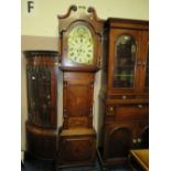 A 19TH CENTURY OAK AND MAHOGANY EIGHT DAY LONGCASE CLOCK WITH MOON ROLL MECHANISM - MAKER W.