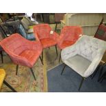 A HARLEQUIN SET OF FOUR VELVET EFFECT DINING CHAIRS