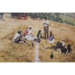 A LARGE FRAMED AND GLAZED SIGNED LIMITED EDITION DAVID SHEPHERD PRINT ENTITLED 'THE LUNCH BREAK' - H