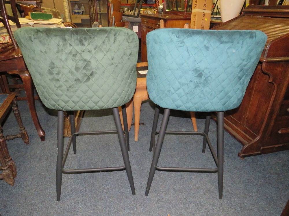 A MODERN HARLEQUIN PAIR OF UPHOLSTERED STOOLS (2) - Image 2 of 2