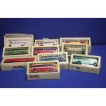 A COLLECTION OF 10 BOXED CORGI BUSES TO INCLUDE A BIRMINGHAM SEAGULL