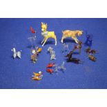 A COLLECTION OF GLASS ANIMALS TOGETHER WITH A BESWICK CALF ETC