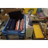 A COLLECTION OF COIN COLLECTORS CASES TOGETHER WITH A SMALL COLLECTION OF BOOKS (TRAYS NOT