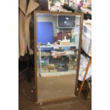 A LARGE MODERN FRAMED MIRROR 126 CM X 66 CM