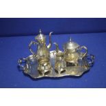 A PLATED WHITE METAL COFFEE SET