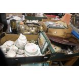 FOUR TRAYS OF CERAMICS AND SUNDRIES TO INCLUDE ROYAL DOULTON ,EXPRESSIONS, (TRAYS NOT INCLUDED),br.