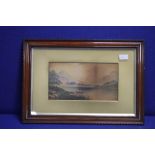 AN ARTHUR MCARTUR WATERCOLOUR OF A LAKE SCENE SIGNED TO THE LOWER RIGHT 54 CM X 37 CM