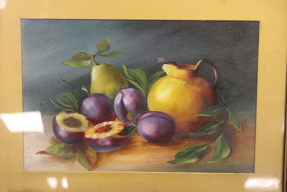 PAIR OF OILS ON BOARDS DEPICTING FRUIT - Image 2 of 3