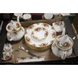A TRAY OF ROYAL ALBERT ,OLD COUNTRY ROSES, (TRAYS NOT INCLUDED),br.