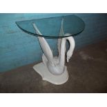 A SWAN SHAPED DEMI LUNE SOFA TABLE