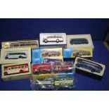 A COLLECTION OF 10 BOXED CORGI BUSES TO INCLUDE BEDFORDS,br.