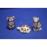 THREE ROYAL CROWN DERBY PAPERWEIGHTS,br.