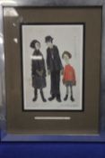 A FRAMED AND GLAZED L S LOWRY 1951 PRINT TITLED ,AVE YER DONE,