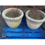 A PAIR OF RECONSTITUTED STONE LARGE GARDEN PLANTERS,br.