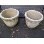 A PAIR OF RECONSTITUTED STONE LARGE GARDEN PLANTERS