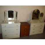 A SELECTION OF MODERN BEDROOM FURNITURE INCLUDING 3 ITEMS CONSISTING OF 2 DRESSING TABLES AND A