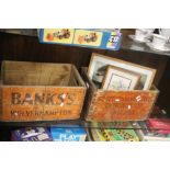 TWO VINTAGE WOODEN BEER CRATES