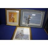 TWO FRAMED AND GLAZED LIMITED EDITION PRINTS OF HAWKS TOGETHER WITH A FRAMED AND GLAZED PRINT OF
