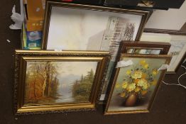 A QUANTITY OF ASSORTED PICTURES TO INCLUDE OILS