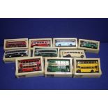 A COLLECTION OF 10 BOXED CORGI BUSES TO INCLUDE GUY ARAB