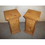 TWO NARROW SOLID PINE 2 DRAWER CHESTS SPEAKER STANDS