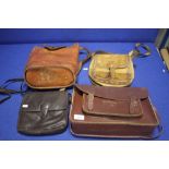 THREE VINTAGE SATCHELS AND A LADIES HANDBAG