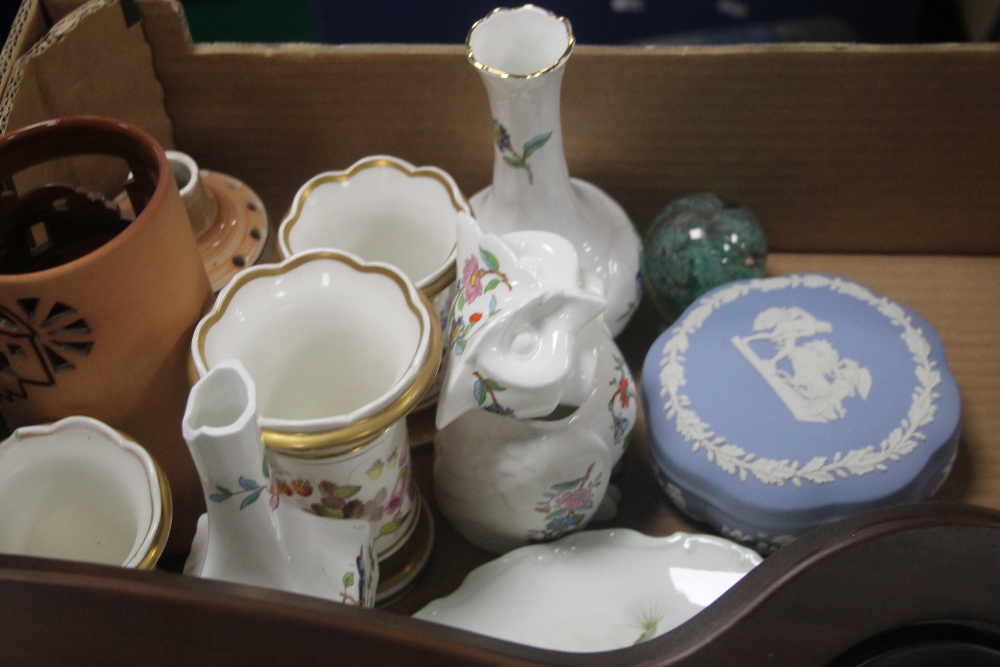 TWO TRAYS OF CERAMICS AND SUNDRIES TO INCLUDE ACTION MAN FIGURE, AYNSLEY CERAMICS ETC (TRAYS NOT - Image 2 of 3