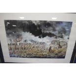 A FRAMED AND GLAZED DAVID ROWLANDS PRINT TITLED "THE 33RD OR 1ST WEST RIDING REGIMENT AT THE