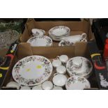 TWO TRAYS OF WEDGEWOOD HATHAWAY GOLD TEA AND DINNERWARE (TRAY NOT INCLUDED)