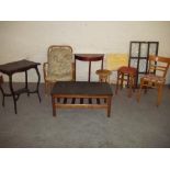 A SELECTION OF 9 ITEMS TO INCLUDE A RETRO STOOL, A CHAIR, EDWARDIAN SIDE TABLE ETC