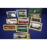 A COLLECTION OF 10 BOXED CORGI BUSES TO INCLUDE BURLINGTON TRAMWAYS,br.